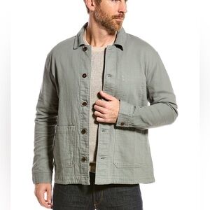 Magaschoni Cotton Long Sleeve Button Front Over Shirt Unlined  Jacket